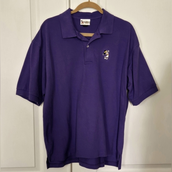 Vintage Disney World Mickey Mouse Purple Polo Golf Shirt Made In USA Mens Sz XL - Picture 1 of 6